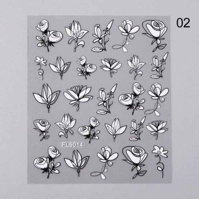 Elegant White Embossed Flower Lace Nail Art Stickers