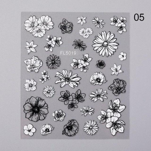 Elegant White Embossed Flower Lace Nail Art Stickers