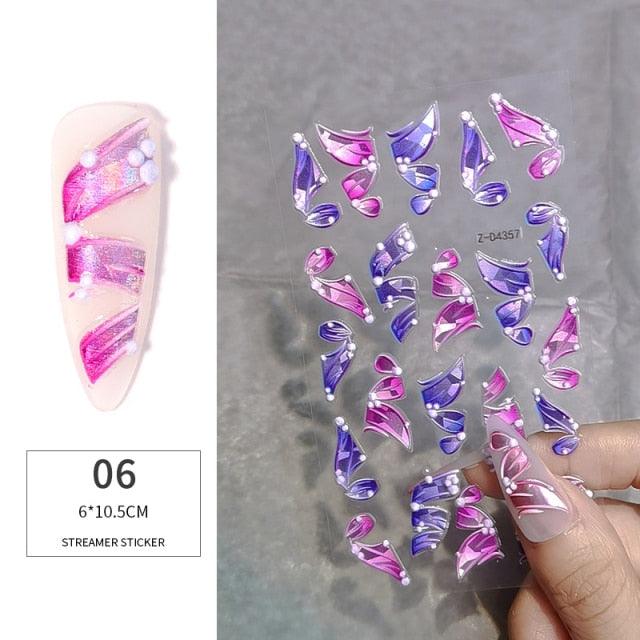 Elegant White Embossed Flower Lace Nail Art Stickers