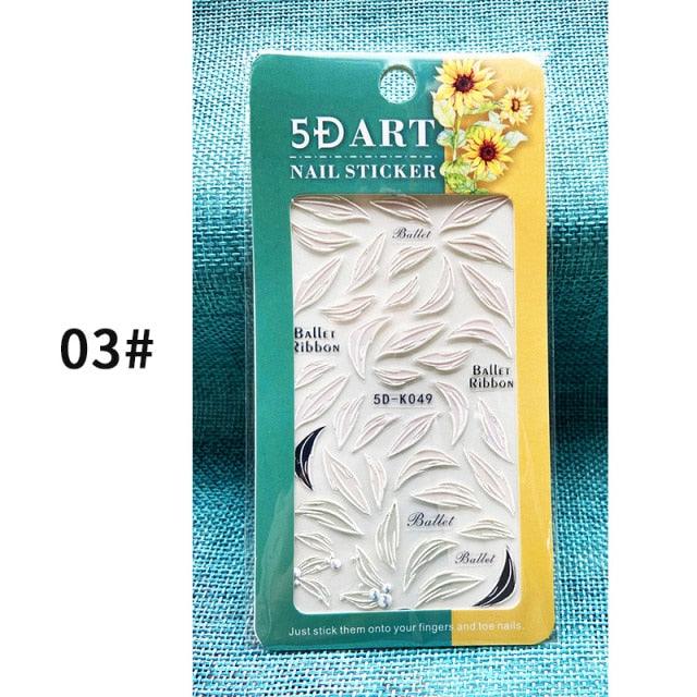 Elegant White Embossed Flower Lace Nail Art Stickers