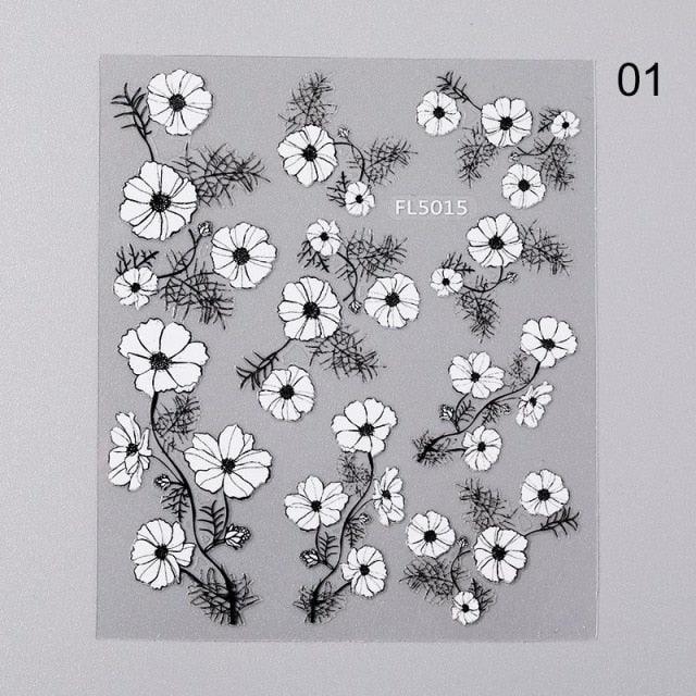 Elegant White Embossed Flower Lace Nail Art Stickers