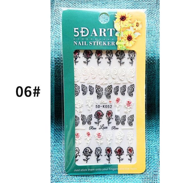Elegant White Embossed Flower Lace Nail Art Stickers
