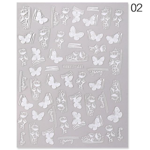 Elegant White Embossed Flower Lace Nail Art Stickers