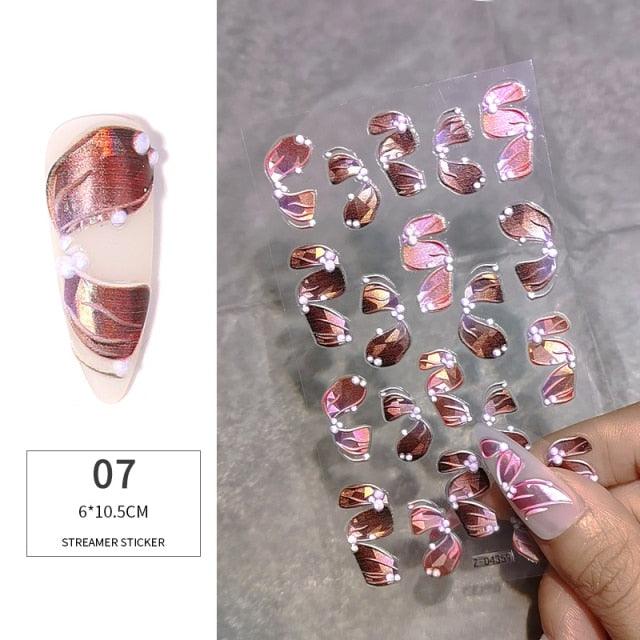 Elegant White Embossed Flower Lace Nail Art Stickers