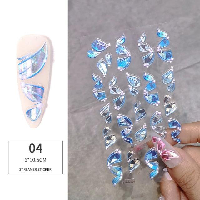 Elegant White Embossed Flower Lace Nail Art Stickers