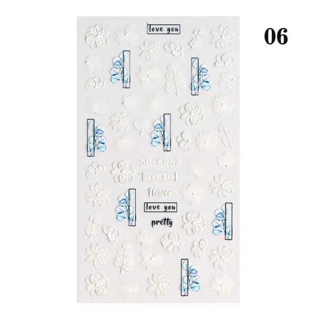 Elegant White Flower Lace Nail Art Stickers