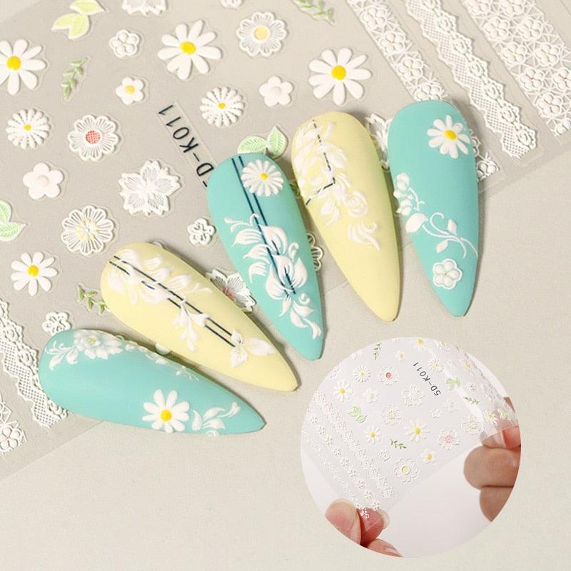 Elegant White Flower Lace Nail Art Stickers