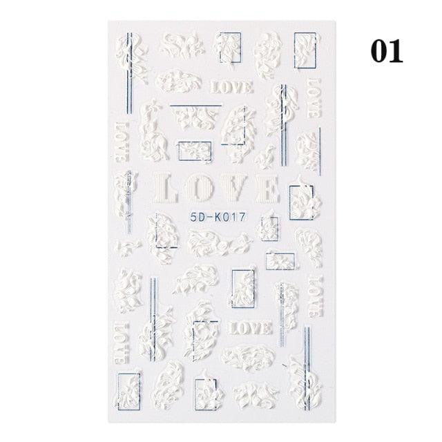 Elegant White Flower Lace Nail Art Stickers