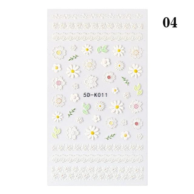 Elegant White Flower Lace Nail Art Stickers