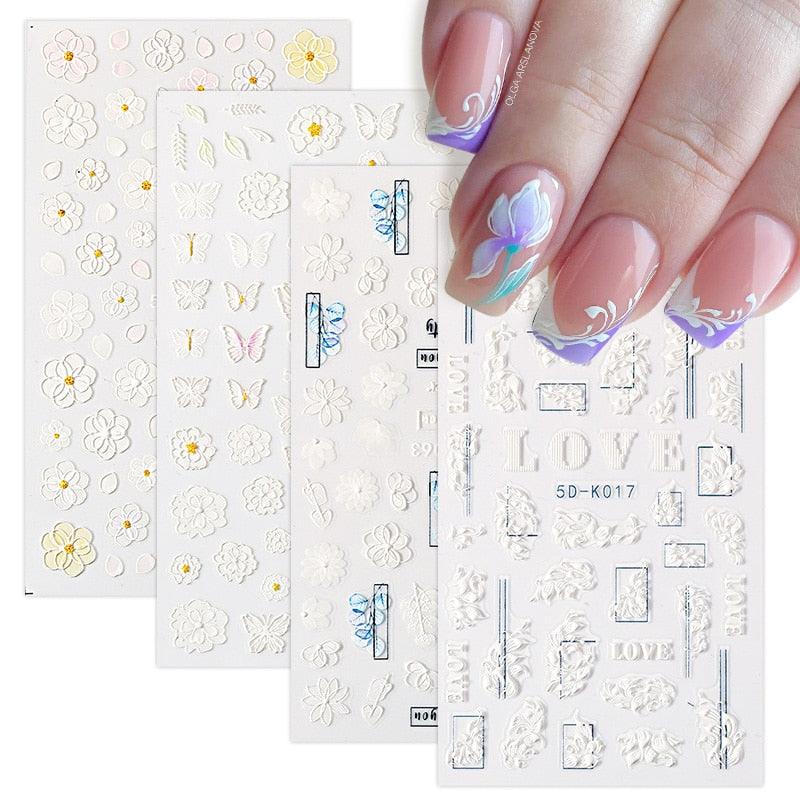 Elegant White Flower Lace Nail Art Stickers