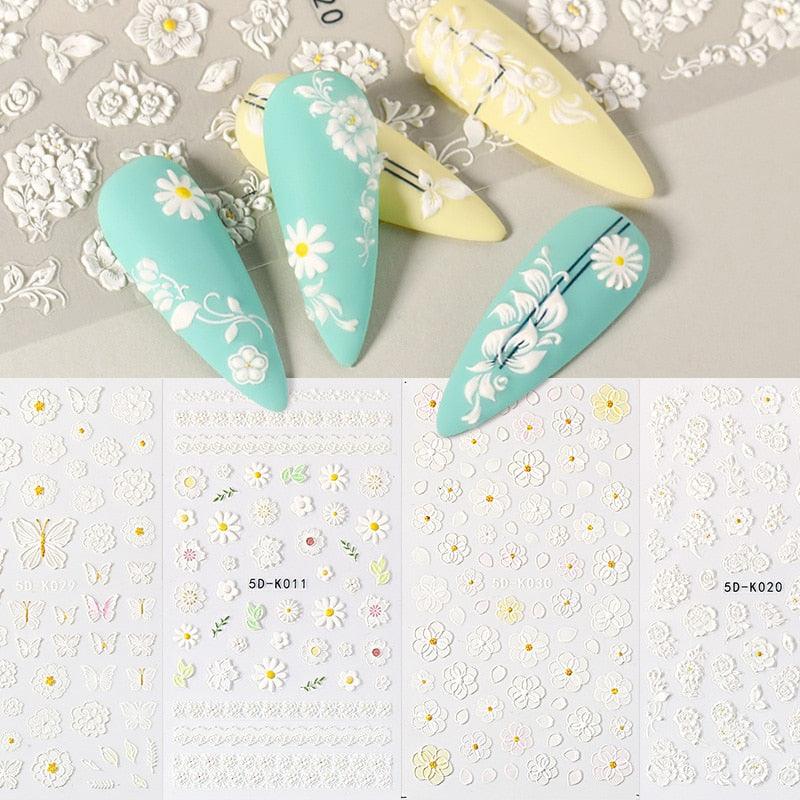 Elegant White Flower Lace Nail Art Stickers