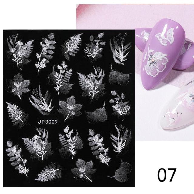 Elegant White Flower Lace Nail Art Stickers