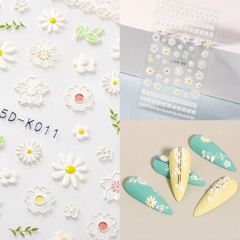Elegant White Flower Lace Nail Art Stickers