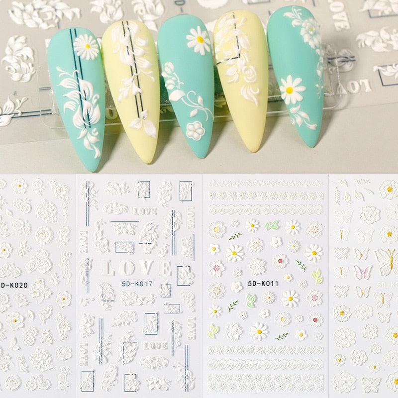 Elegant White Flower Lace Nail Art Stickers
