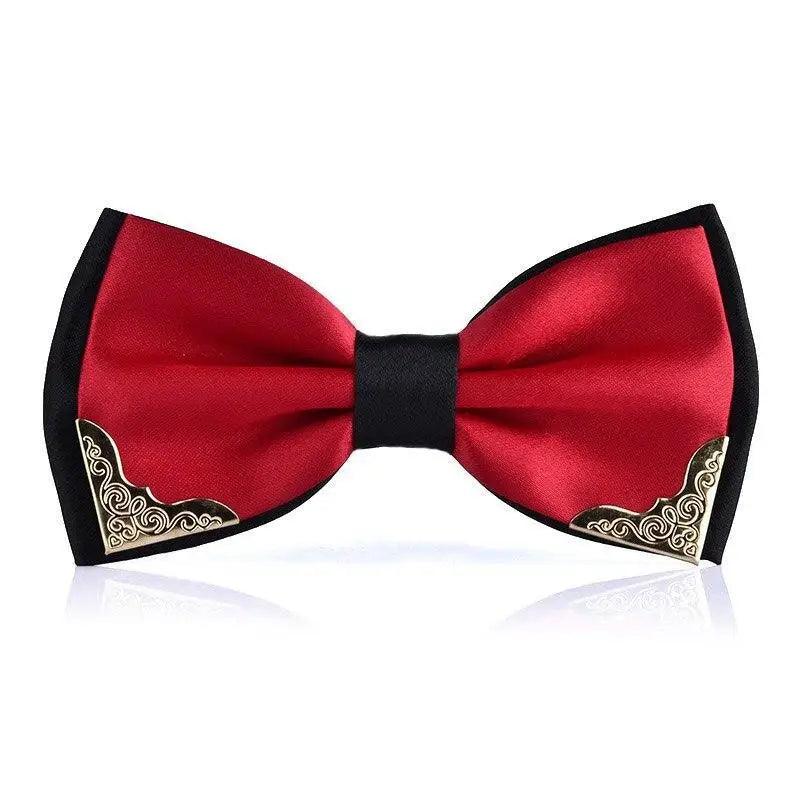 Nœud Papillon en Polyester Blanc Élégant avec Coins en Métal