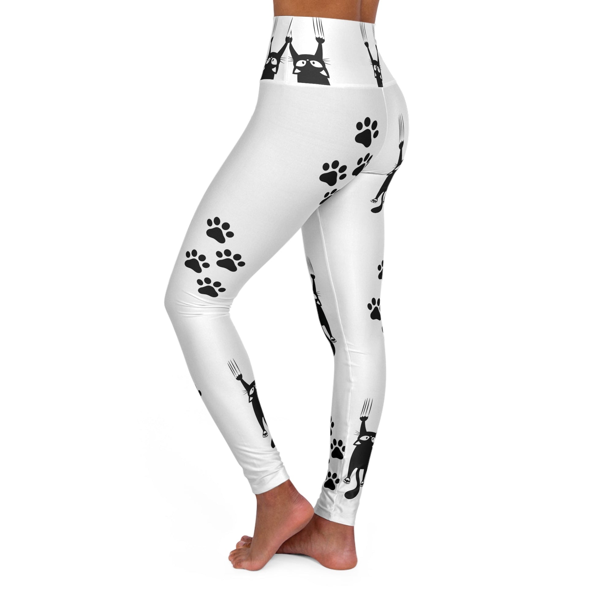 High-Waisted White Kitty Yoga Leggings for Active Lifestyle - Korvel