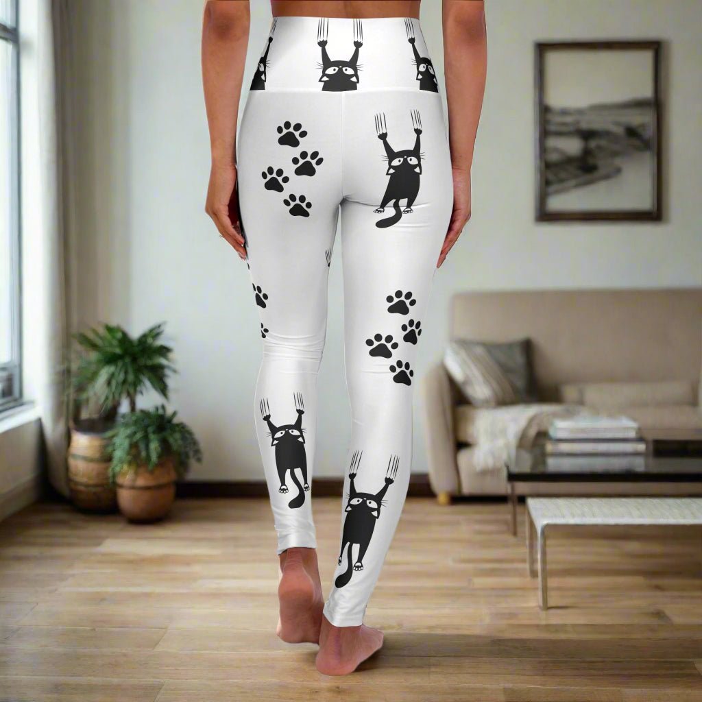High-Waisted White Kitty Yoga Leggings for Active Lifestyle - Korvel