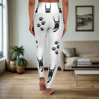 High-Waisted White Kitty Yoga Leggings for Active Lifestyle - Korvel