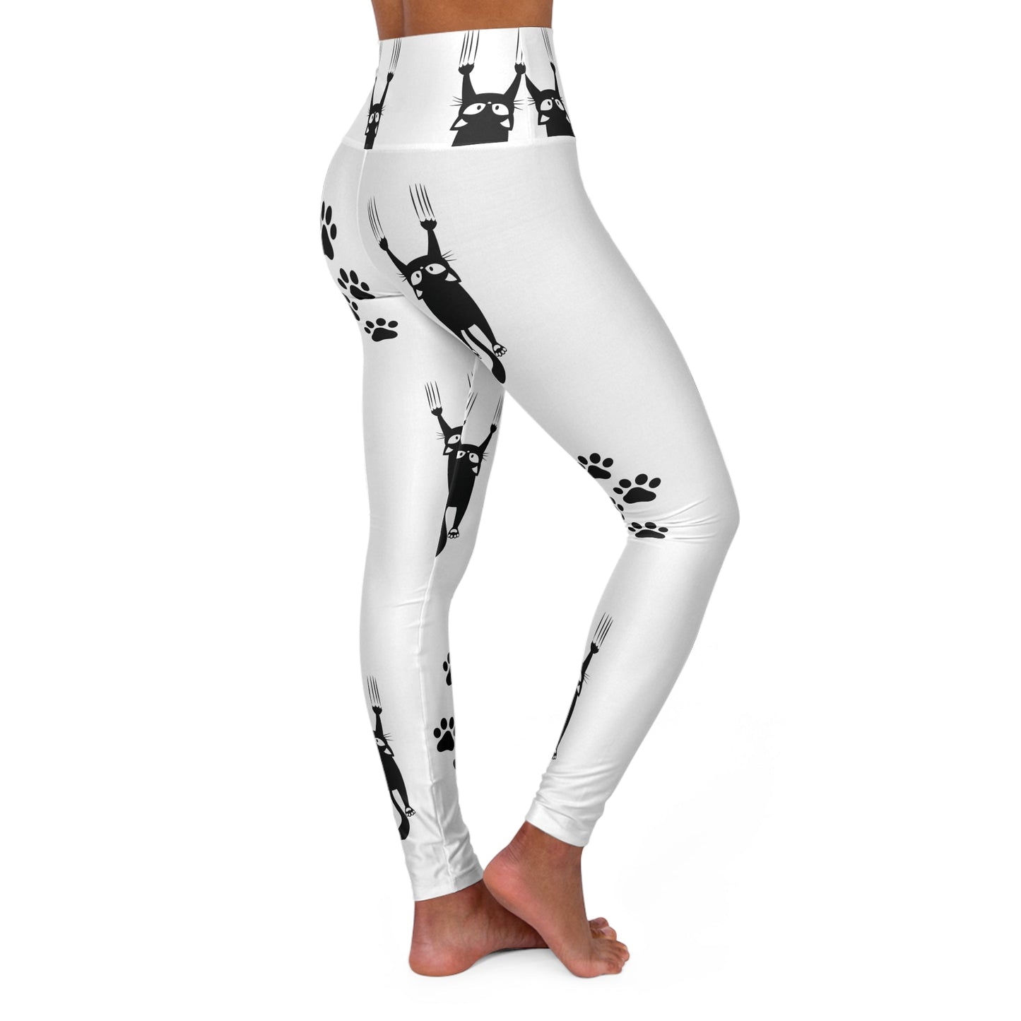 High-Waisted White Kitty Yoga Leggings for Active Lifestyle - Korvel