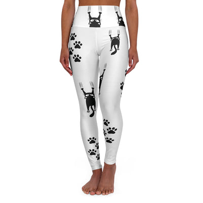 High-Waisted White Kitty Yoga Leggings for Active Lifestyle - Korvel