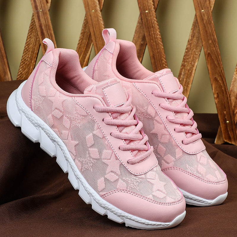 White shoes breathable lightweight casual sports women's shoes soft soled running shoes - Korvel