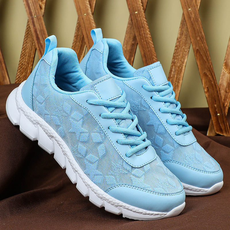 White shoes breathable lightweight casual sports women's shoes soft soled running shoes - Korvel