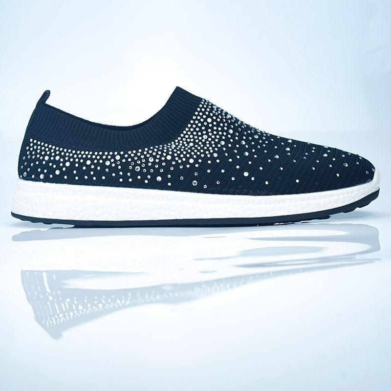 White Women's Crystal Sneakers - Casual Slip-On Espadrilles