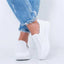 White Women's Crystal Sneakers - Casual Slip-On Espadrilles