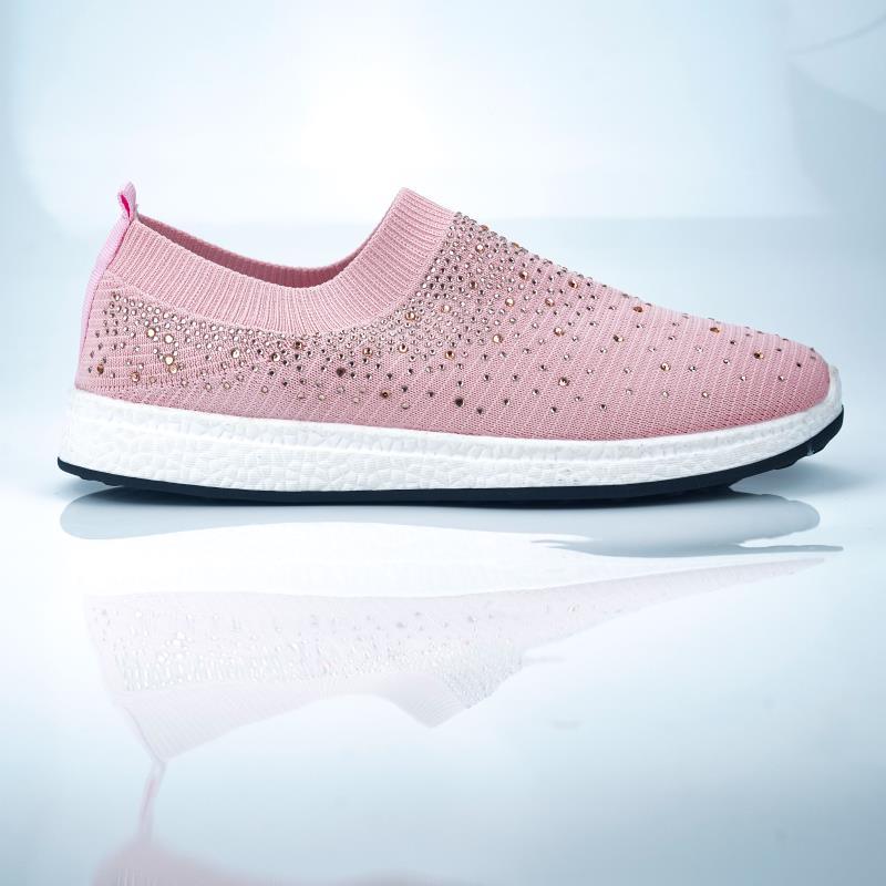 White Women's Crystal Sneakers - Casual Slip-On Espadrilles
