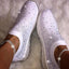 White Women's Crystal Sneakers - Casual Slip-On Espadrilles