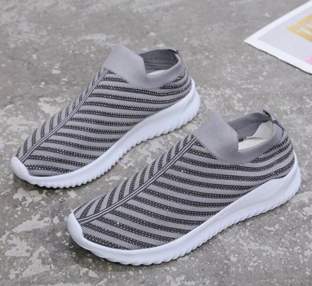 White Women's Crystal Sneakers - Casual Slip-On Espadrilles
