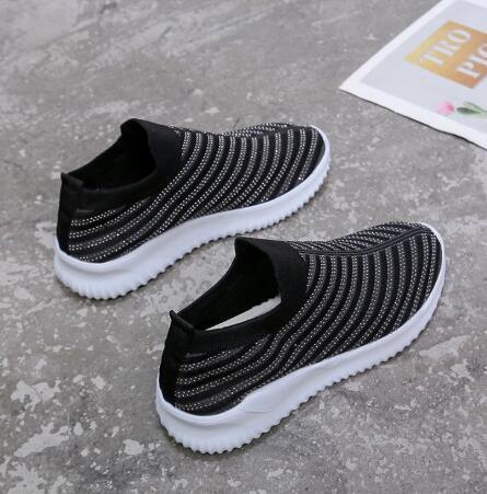 White Women's Crystal Sneakers - Casual Slip-On Espadrilles