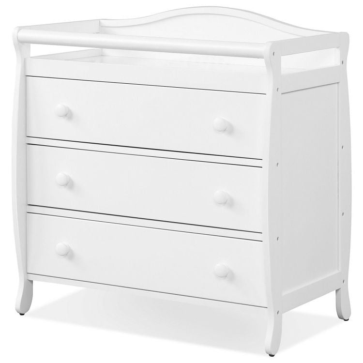 Premium Baby Changing Table with 3 Drawers and Safety Belt - White