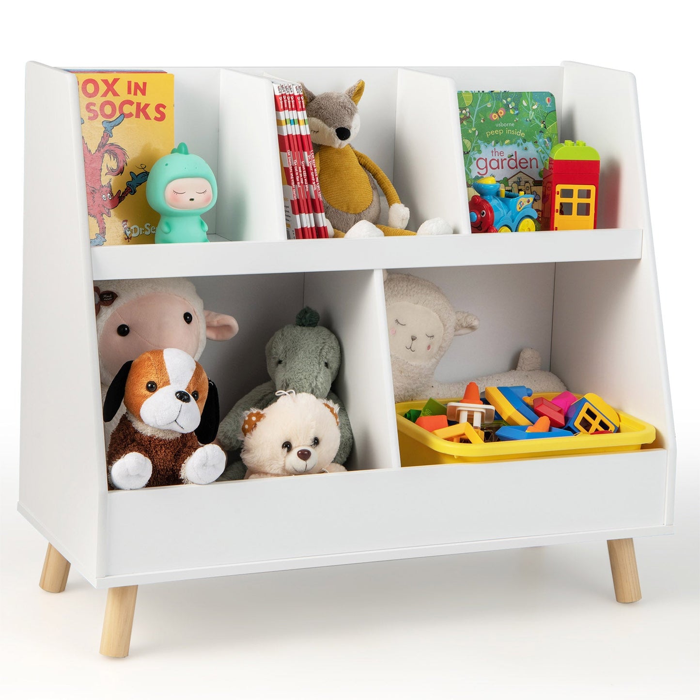 5-Cube Kids Bookshelf and Toy Organizer - White