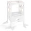 Folding Kids Kitchen Helper Step Stool - White