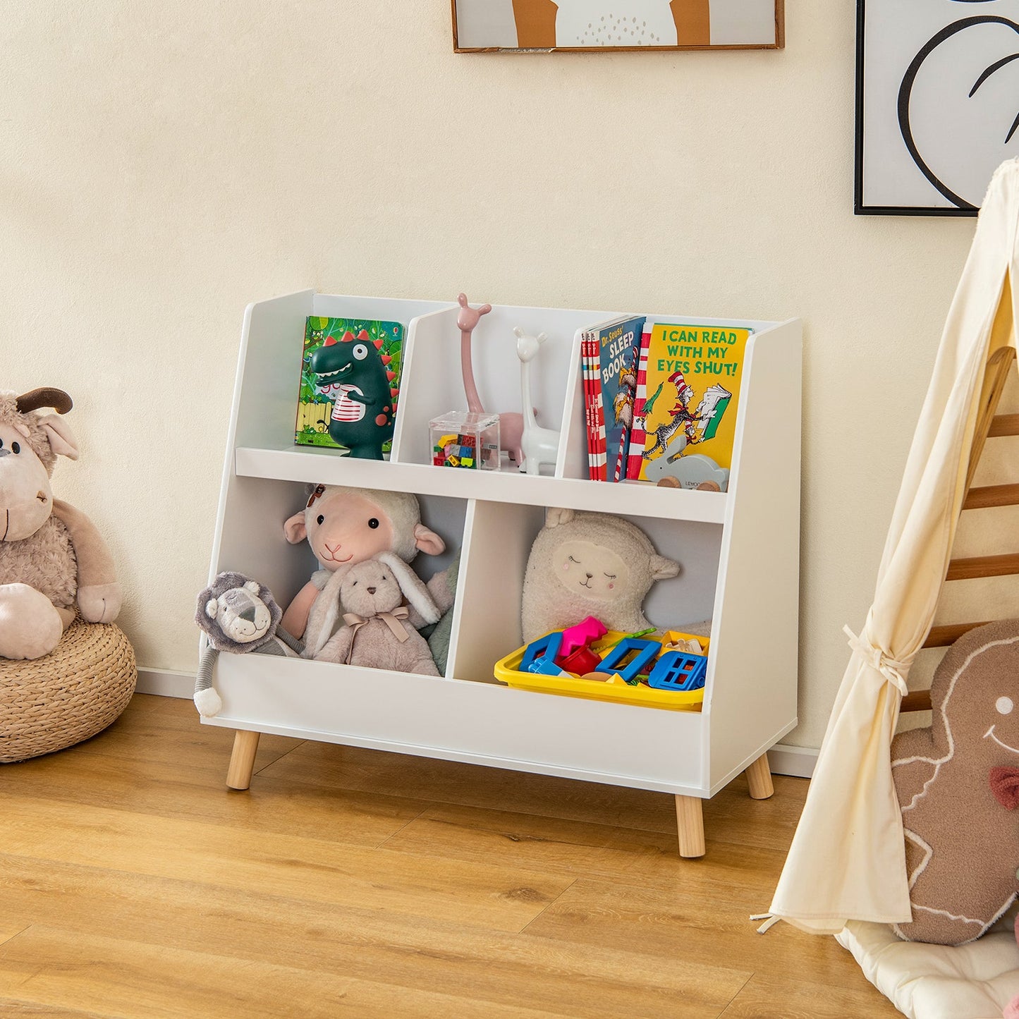 5-Cube Kids Bookshelf and Toy Organizer - White