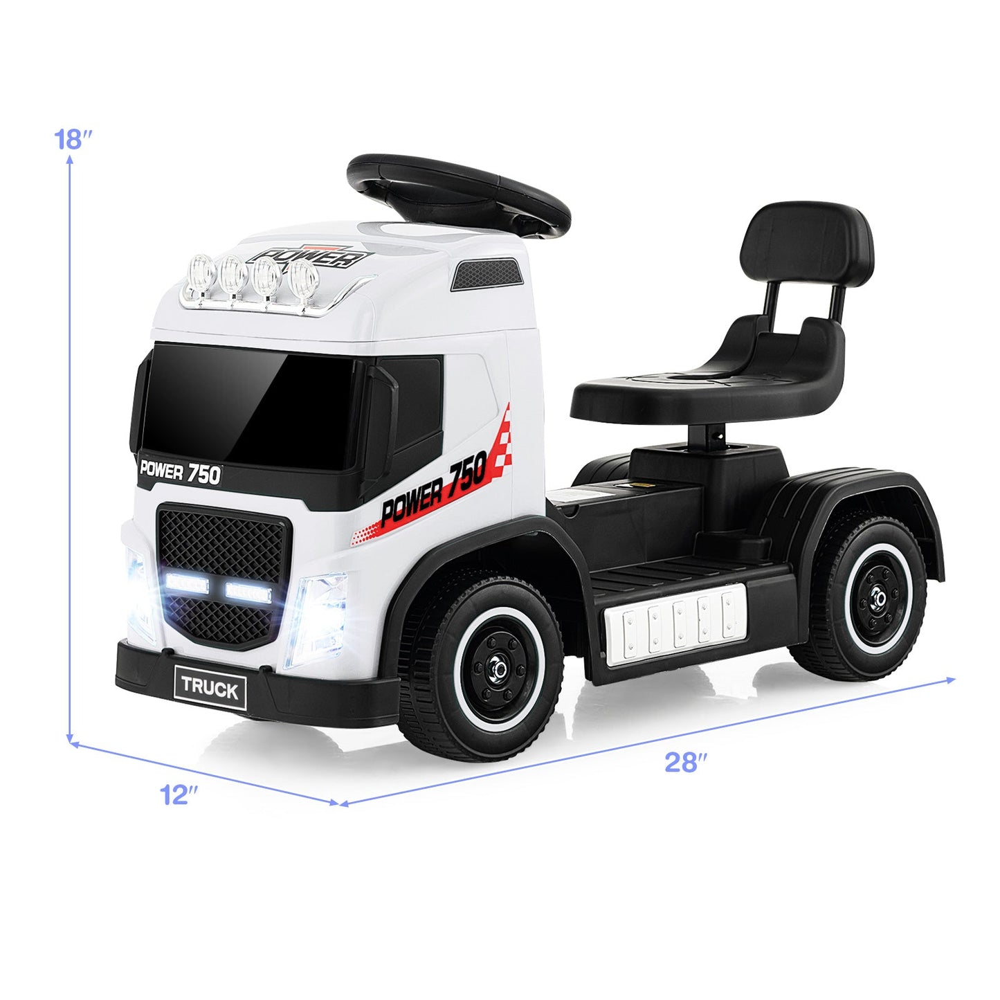 Camión eléctrico para niños de 6V con asiento ajustable - Blanco