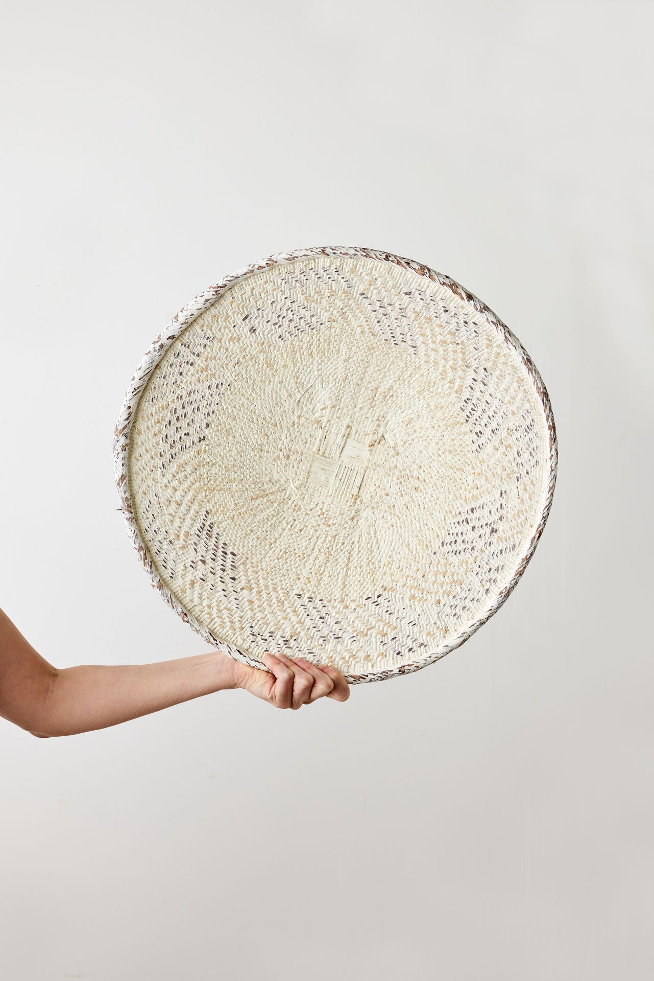 White Washed Handwoven Wall Basket - Korvel