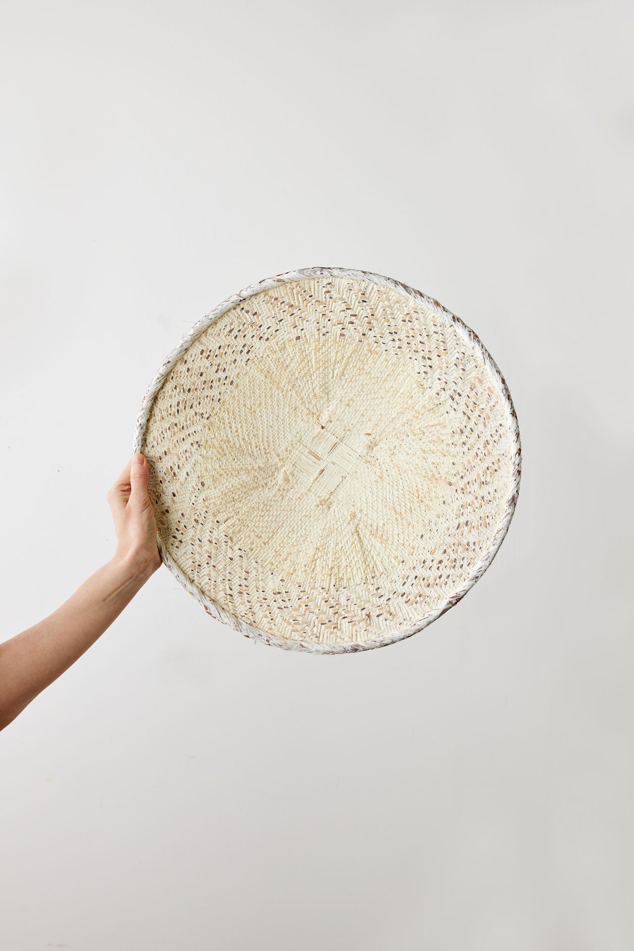 White Washed Handwoven Wall Basket - Korvel