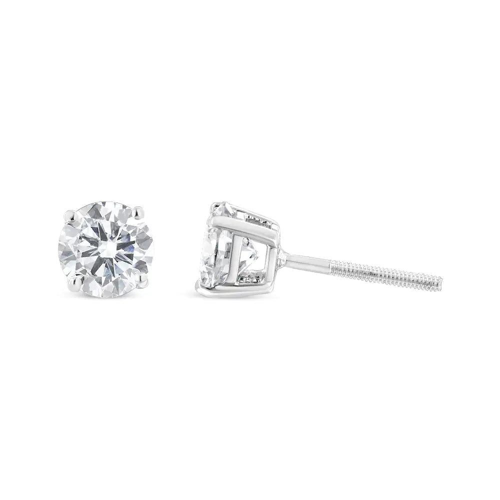 IGI Certified 14K White Gold Lab Grown Diamond Stud Earrings