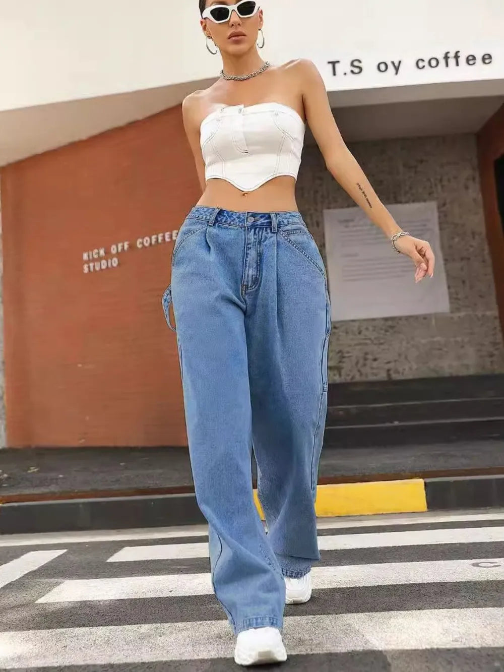 Wide Leg Jeans with Pockets - Korvel