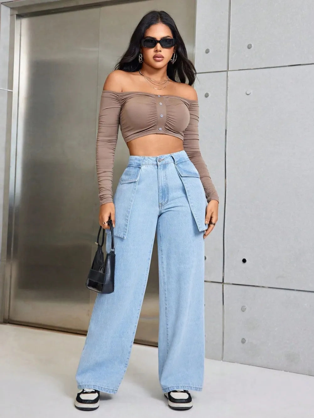 Wide Leg Jeans with Pockets - Korvel