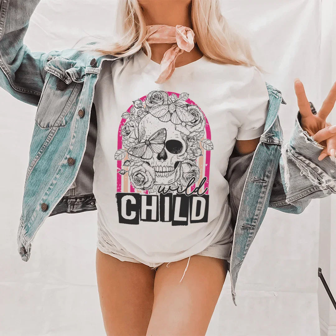 Camiseta de calavera de niño salvaje