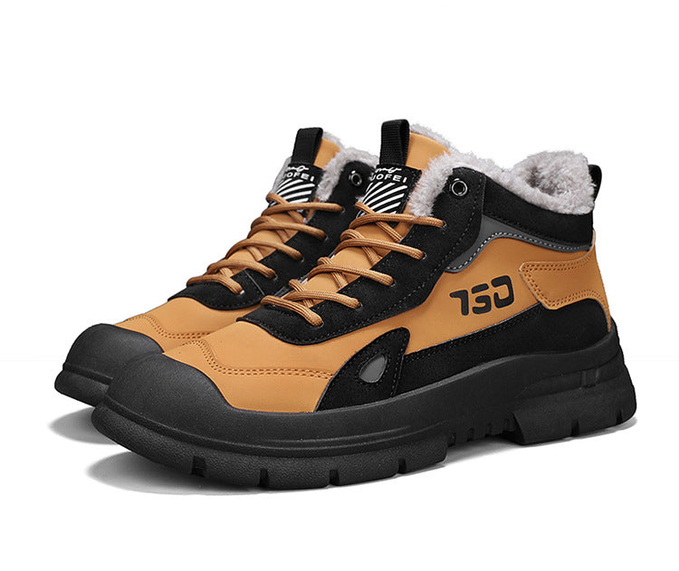 Winter fleece warm Martin boots men's casual sports versatile Korean version anti cold snow boots - Korvel
