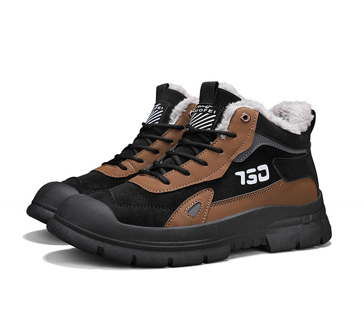 Winter fleece warm Martin boots men's casual sports versatile Korean version anti cold snow boots - Korvel