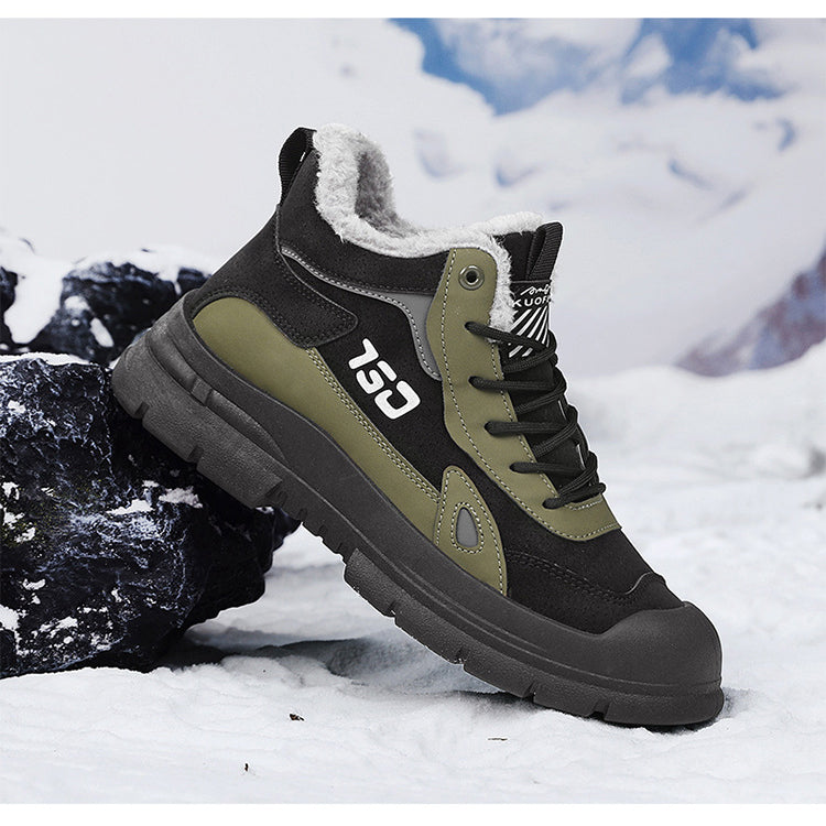 Winter fleece warm Martin boots men's casual sports versatile Korean version anti cold snow boots - Korvel