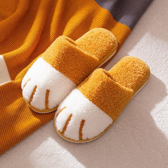Cute Cat Paw Women's Furry Slides - Cozy Indoor Slippers