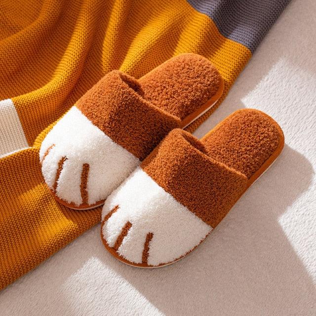 Cute Cat Paw Women's Furry Slides - Cozy Indoor Slippers