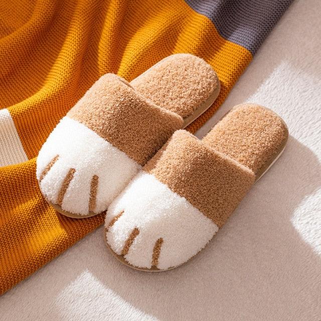 Cute Cat Paw Women's Furry Slides - Cozy Indoor Slippers