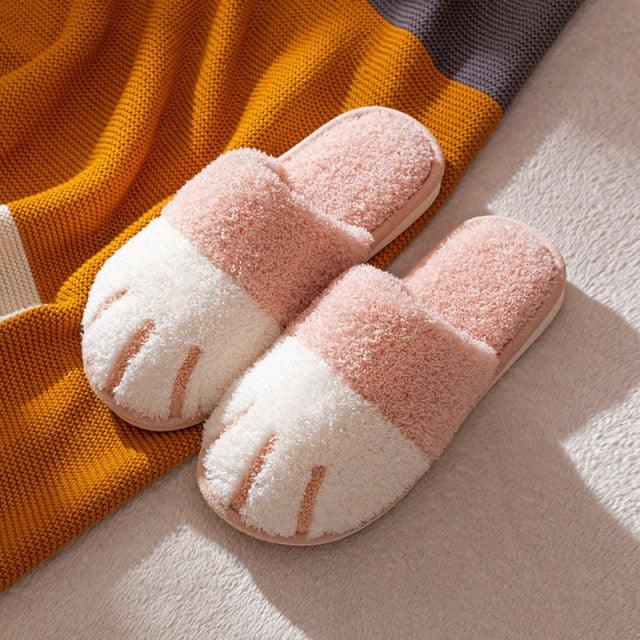 Cute Cat Paw Women's Furry Slides - Cozy Indoor Slippers